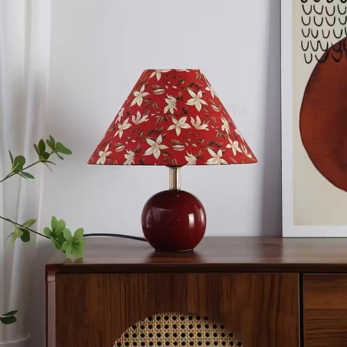 Botanical Print Table Lamp with Rounded Base