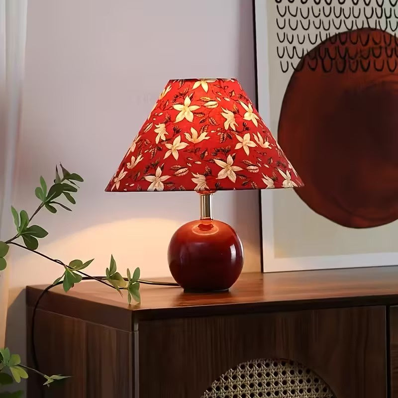 Botanical Print Table Lamp with Rounded Base