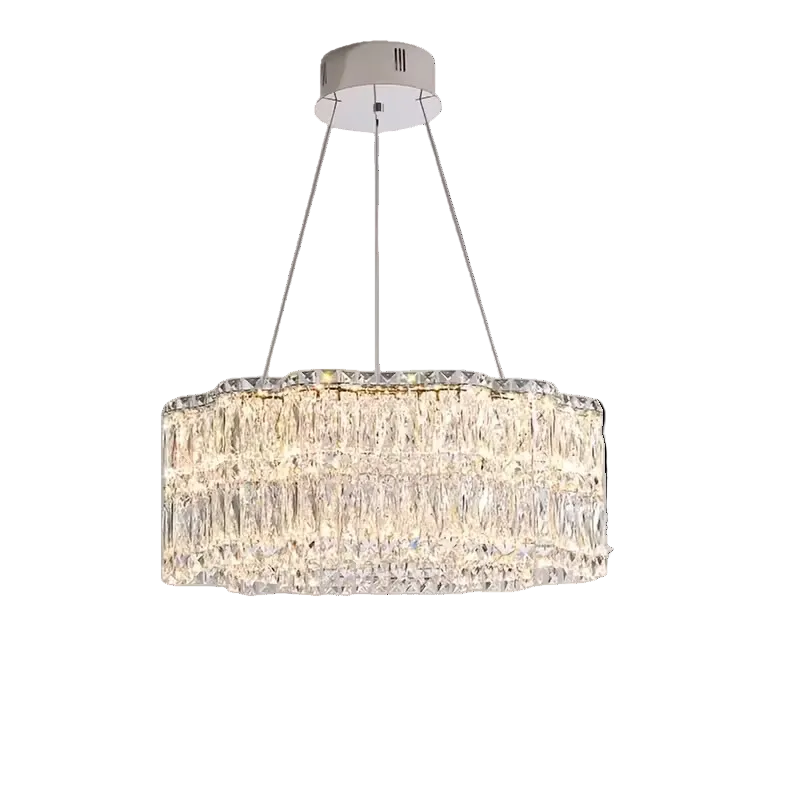 Crystal Chandelier with Multi-Tier Drum Frame