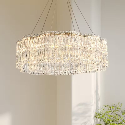 Crystal Chandelier with Multi-Tier Drum Frame