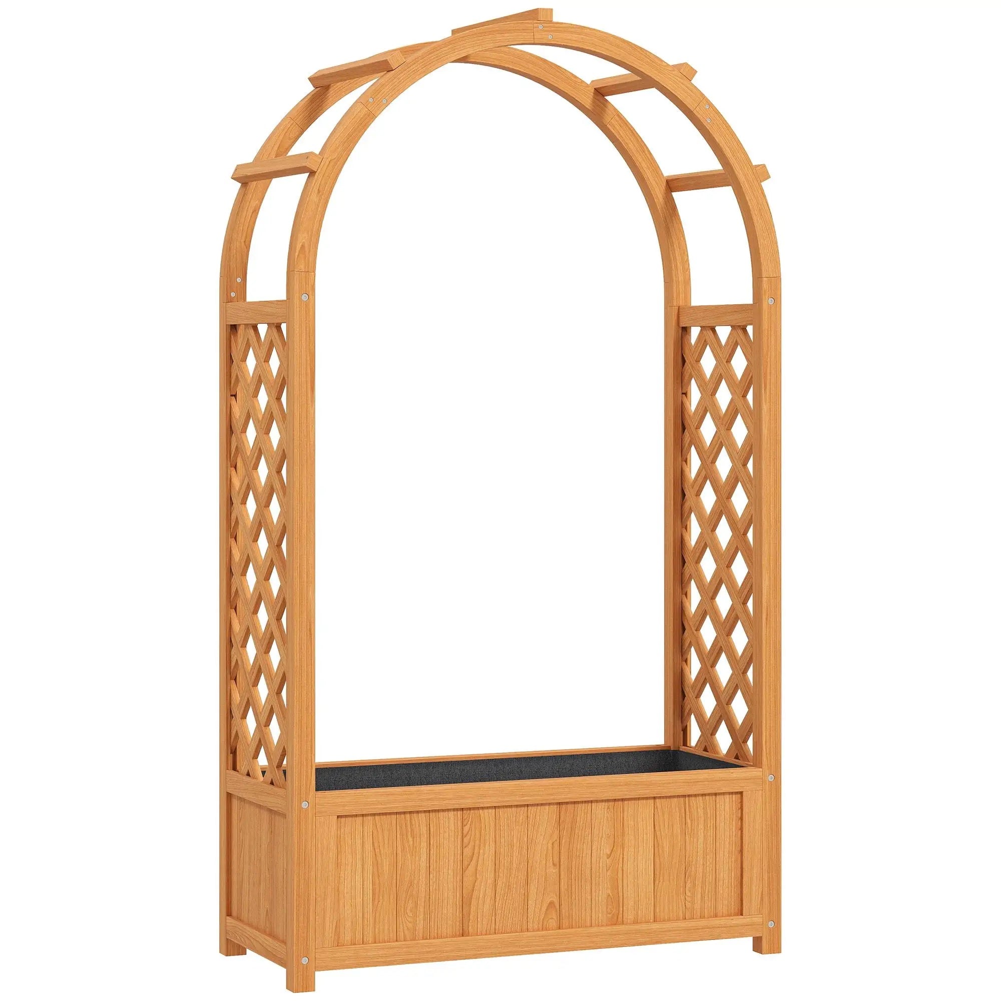 Garden Planter Box with Arched Lattice Frame
