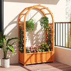 Garden Planter Box with Arched Lattice Frame