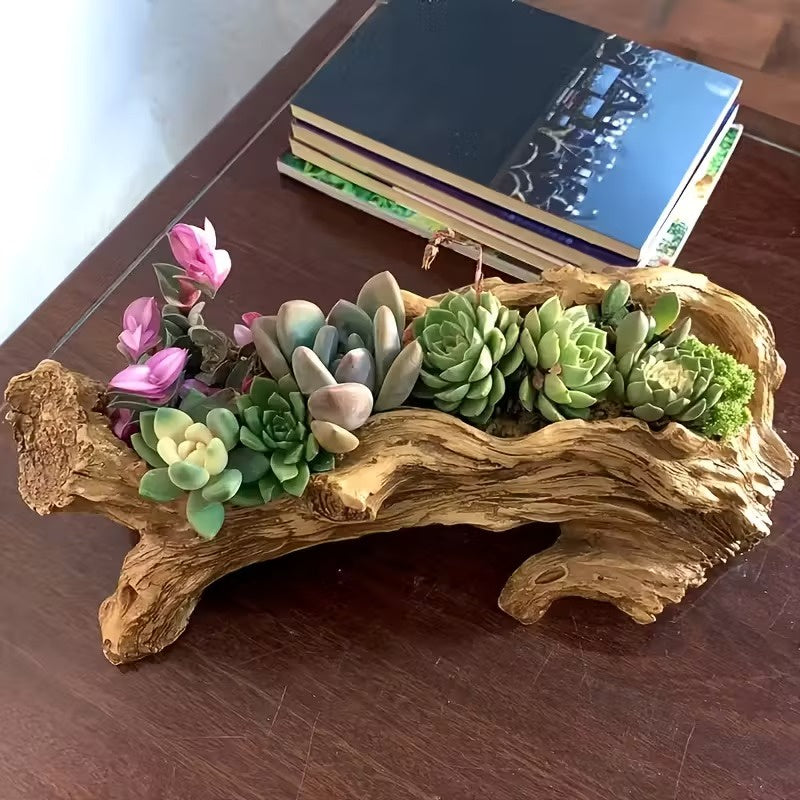 Tree Stump Planter with Open Planting Trough