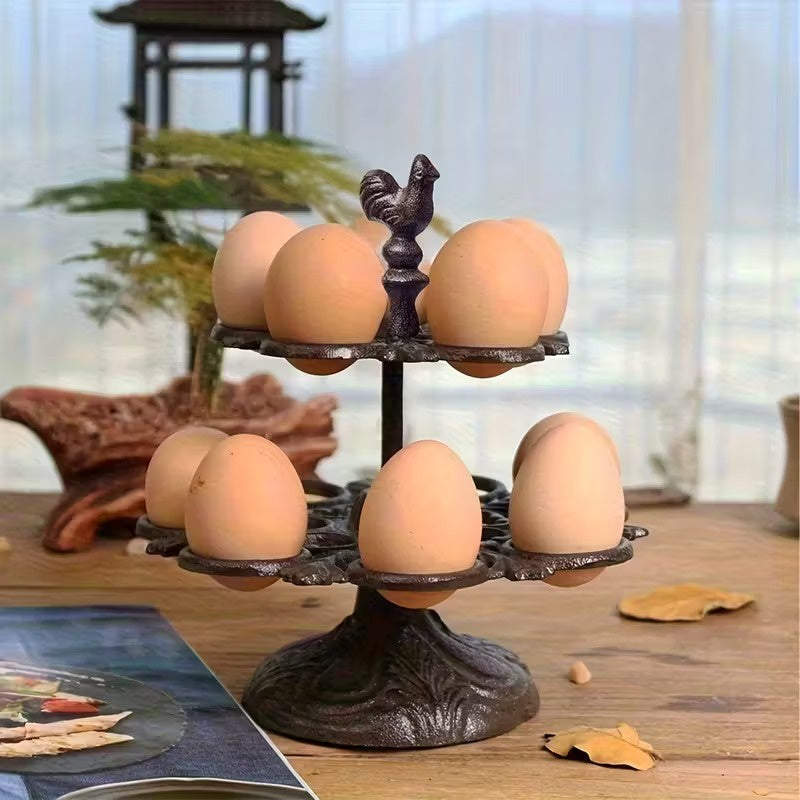 Two-Tier Egg Holder with Rooster Finial