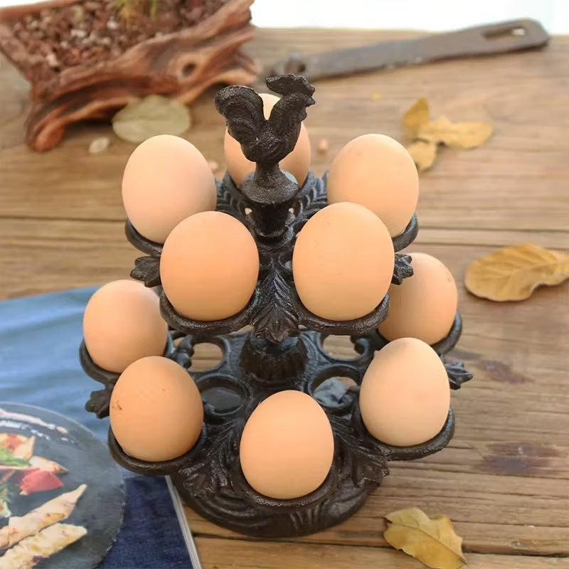 Two-Tier Egg Holder with Rooster Finial