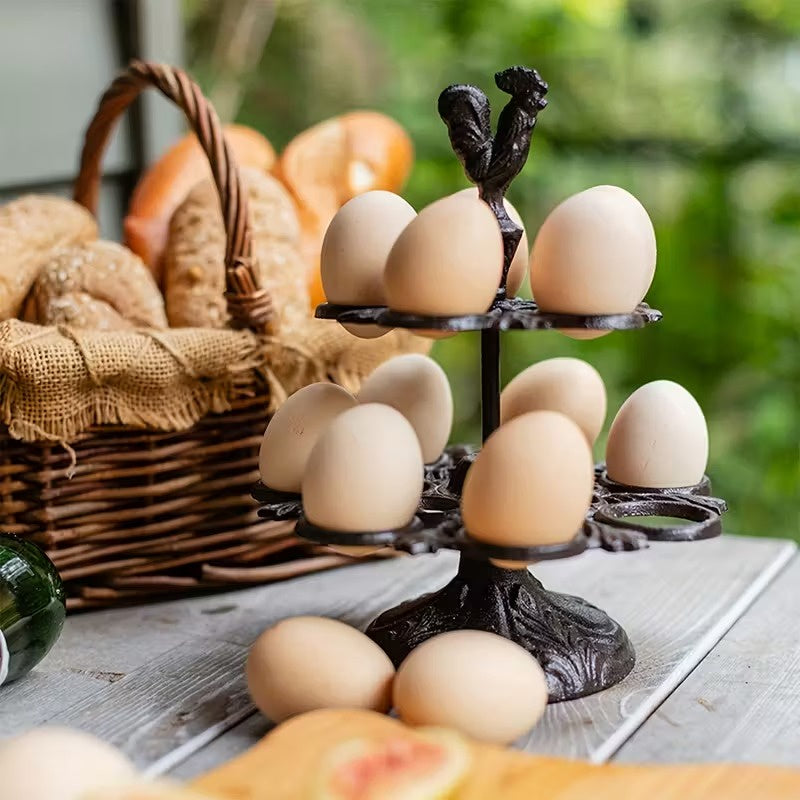 Two-Tier Egg Holder with Rooster Finial