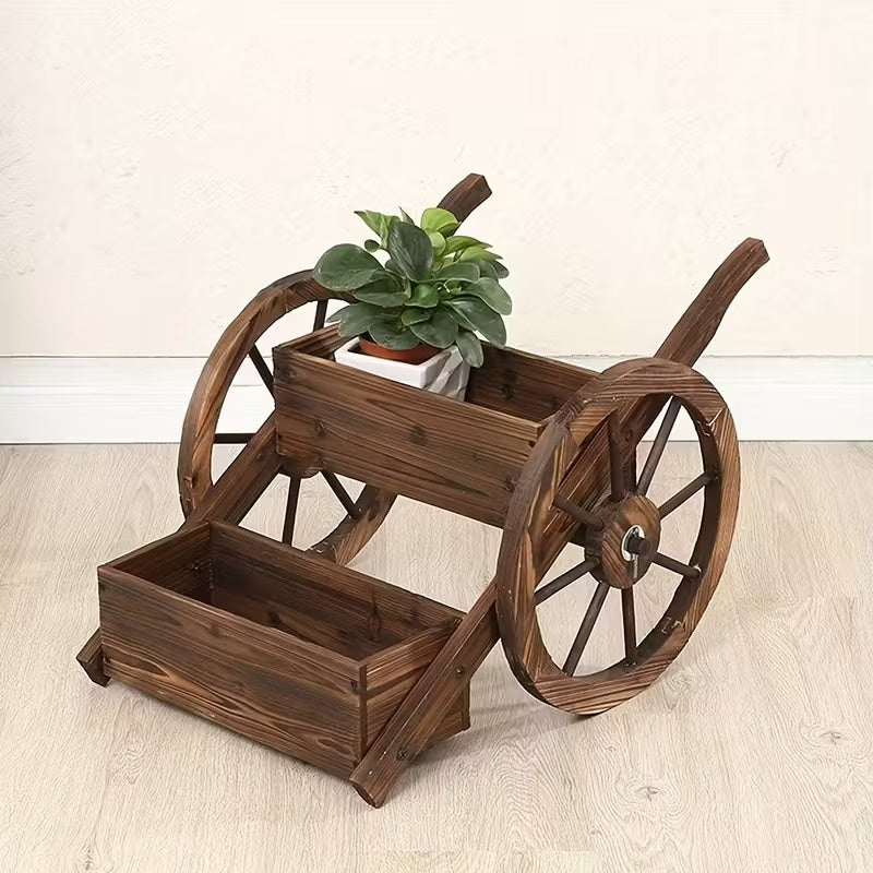 Wheelbarrow Planter with Two-Tier Planting Boxes