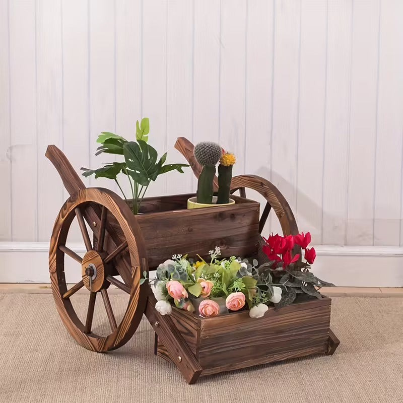 Wheelbarrow Planter with Two-Tier Planting Boxes