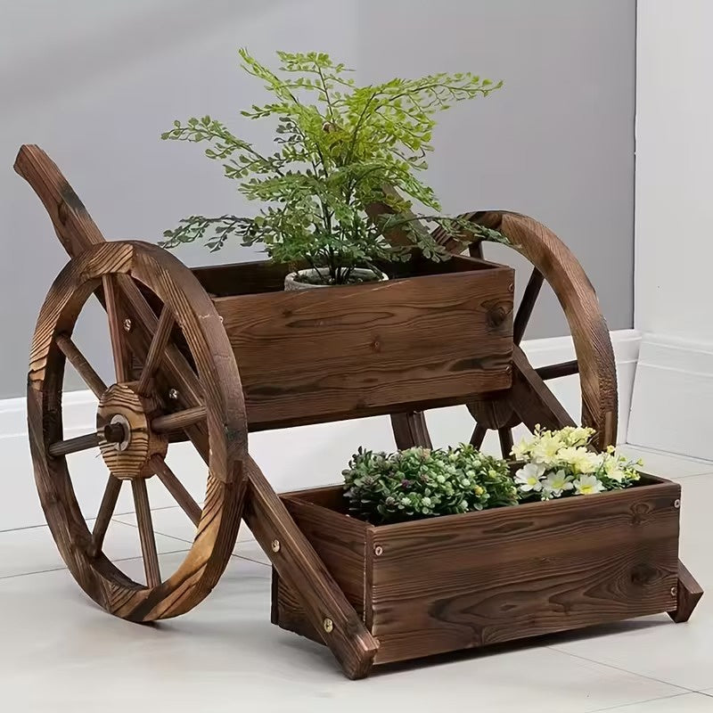 Wheelbarrow Planter with Two-Tier Planting Boxes